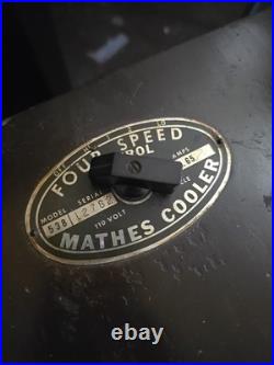Model 538 MATHES COOLER Antique Four-Speed Control Floor Fan Wood Vintage 50's
