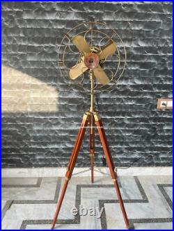 Modern Adjustable Wooden Tripod Pedestal Fan 3-Speed Energy-Efficient Electric