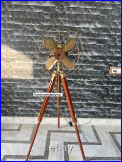 Modern Adjustable Wooden Tripod Pedestal Fan 3-Speed Energy-Efficient Electric