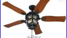 NEW Antique Vintage Electric 52 In Ceiling Fan Black Iron 5 Blades Light