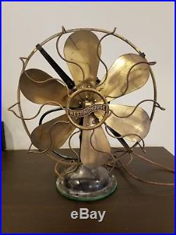 NICE antique WESTINGHOUSE BRASS-BLADE/CAGE old Vintage fan 6