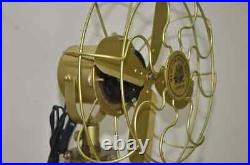 Nautical Antique Floor Fan Royal Navy Fan Brown with Wooden Tripod Stand Halloween