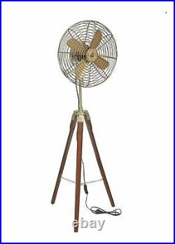 Nautical Antique Pedestal Fan with Wooden Stand (Multicolor) Home & Office Deco