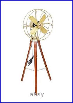 Nautical Antique Pedestal Fan with Wooden Stand (Multicolour) Home & Living Room