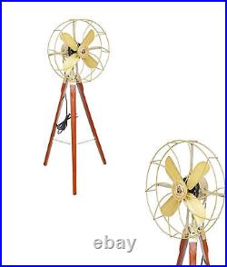 Nautical Antique Pedestal Fan with Wooden Stand (Multicolour) Home & Living Room