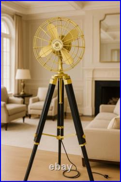 Nautical Black Adjustable Tripod Fan Industrial Floor Home & Office Decor