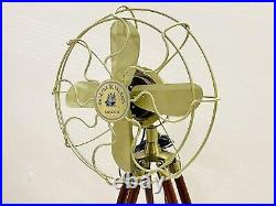Nautical Handmade Antique Floor Fan, Royal Navy Fan With Brown Wooden Tripod