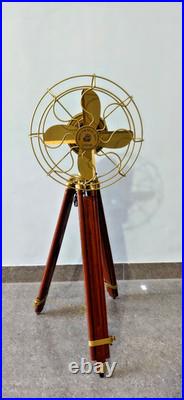 Nautical Tripod Fan with Wooden Stand Steampunk Marine Décor, Library Display