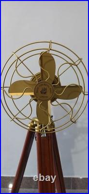 Nautical Tripod Fan with Wooden Stand Steampunk Marine Décor, Library Display