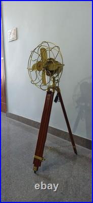 Nautical Tripod Fan with Wooden Stand Steampunk Marine Décor, Library Display