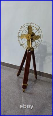 Nautical Tripod Fan with Wooden Stand Steampunk Marine Décor, Library Display