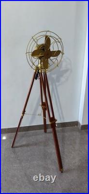 Nautical Tripod Fan with Wooden Stand Steampunk Marine Décor, Library Display