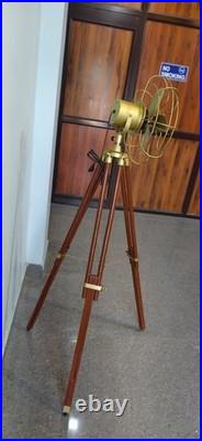Nautical Tripod Fan with Wooden Stand Steampunk Marine Décor, Library Display