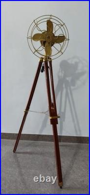 Nautical Tripod Fan with Wooden Stand Steampunk Marine Décor, Library Display