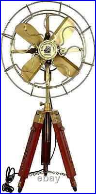 Nautical Vintage Fan Home & Office Adjustable Height Wooden Stand Fan Decor Nautical Vintage Fan Home & Office Adjustable Height Wooden Stand Fan Decor