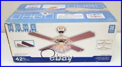 New! OB! Vtg Brass HOME ESSENTIALS #DDC42P 4- Blade 52 CEILING FAN Dual Mount