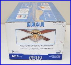 New! OB! Vtg Brass HOME ESSENTIALS #DDC42P 4- Blade 52 CEILING FAN Dual Mount