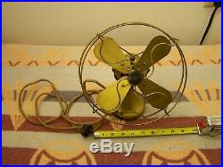 Nice Antique # 44 Gold Brass Northwind Electric Fan Works All Original Emerson