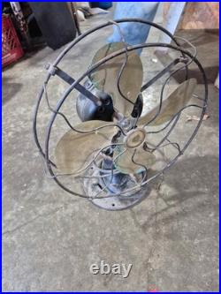 Non Oscillating Antique Emerson Electric 12 Brass Blade Table Fan 26646 Works