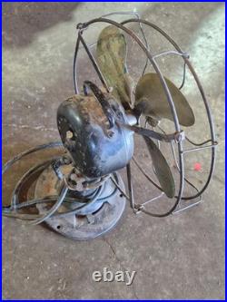 Non Oscillating Antique Emerson Electric 12 Brass Blade Table Fan 26646 Works