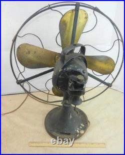 OLD General Electric GE 4 Brass Blades Type AOU AF2 Table Fan Works For Repair