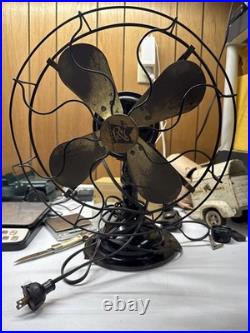 Old Robbins & Myers 13 Brass Blade 3-speed Oscillating Fan Model 3804 Works
