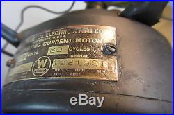Old Vintage Antique 12 WESTINGHOUSE ELECTRIC 4 Brass Blade Electric Fan WORKS