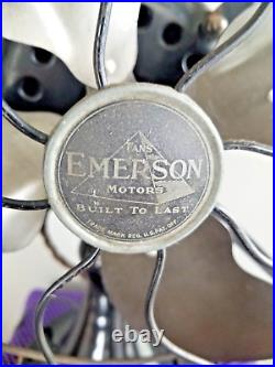 Original 1936 Emerson 72646AK 12 4 steel blade stationary Desk Fan 3 speeds