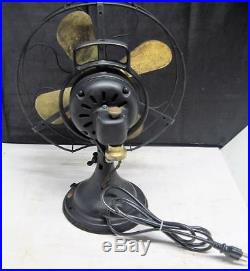 Original Antique GE General Electric Oscillating Brass Blade Fan WORKS