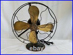 Original Antique General Electric Brass Blade Oscillating Fan 13 Type AUU AF1
