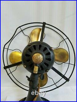 Original Antique General Electric Brass Blade Oscillating Fan 13 Type AUU AF1