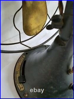 Original Antique General Electric Brass Blade Oscillating Fan 13 Type AUU AF1
