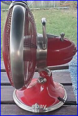 Oscillating Electric Hunter Fan, Excellent 12 Red, weighs over 18 lbs