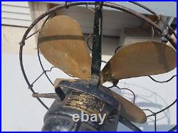 Pat. 1914 Century 4 Blade 3 Speed 13 Oscillating Brass Fan Model 102 Works