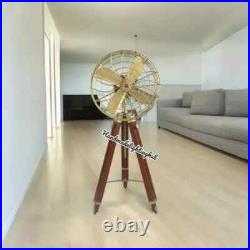Pedestal Brass Finish Electric Floor Fan, Handmade Retro Style on Adjustable 62 Pedestal Brass Finish Electric Floor Fan, Handmade Retro Style on Adjustable 62