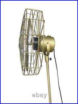 Pedestal Brass Finish Electric Floor Fan, Handmade Retro Style on Adjustable 62 Pedestal Brass Finish Electric Floor Fan, Handmade Retro Style on Adjustable 62