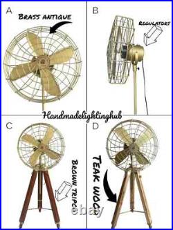 Pedestal Brass Finish Electric Floor Fan, Handmade Retro Style on Adjustable 62 Pedestal Brass Finish Electric Floor Fan, Handmade Retro Style on Adjustable 62