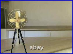Pedestal Fan Brass Antique on Black Tripod Royal Navy Retro Modern Electric Pedestal Fan Brass Antique on Black Tripod Royal Navy Retro Modern Electric