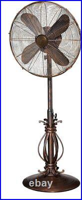Pedestal Standing Fan 3 Speed Oscillating Fan With Adjustable Height Antique 18 in