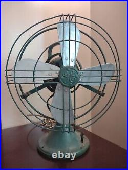 RARE 1936 General Electric Tabletop 3 Speed Metal Fan (original green paint)