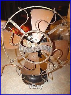 RARE ANTIQUE WESTINGHOUSE ELECTRIC BRASS CAGE &BLADE 9 DESK FAN WORKING 3 SPEED