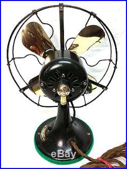 RARE Antique GE WHIZ 9 Brass Blade Vintage General Electric Fan Works