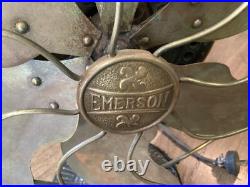 RARE EMERSON PANCAKE FAN 12 No. 12666 6BB/BC OSCILLATOR with ORNATE BASE TESTED