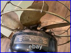 RARE EMERSON PANCAKE FAN 12 No. 12666 6BB/BC OSCILLATOR with ORNATE BASE TESTED
