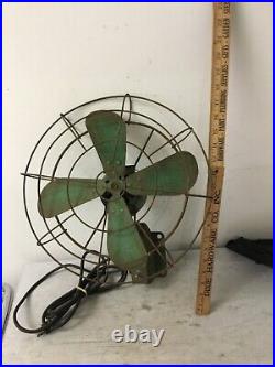 RARE Vintage Fan Wall Mount Green 2 Speed Workbench Wall Mount WORKS