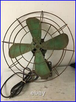 RARE Vintage Fan Wall Mount Green 2 Speed Workbench Wall Mount WORKS