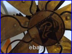 RARE! Vintage Robbins & Myers No. 2404 6-Brass Bladed AC Fan For Parts/Restore