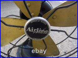 RARE Working Airline Desk Fan 8 Brass Blades Montgomery Ward Antique Vintage