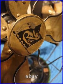 R & M 3854-C Robbins & Myers 4 blade 16 brass desk fan, alternating current