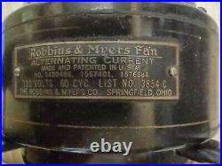 R & M 3854-C Robbins & Myers 4 blade 16 brass desk fan, alternating current